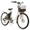 Ecotric 26inch White Lark Electric City Bike For Women with basket and rear rack