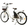 Ecotric 26inch White Lark Electric City Bike For Women with basket and rear rack